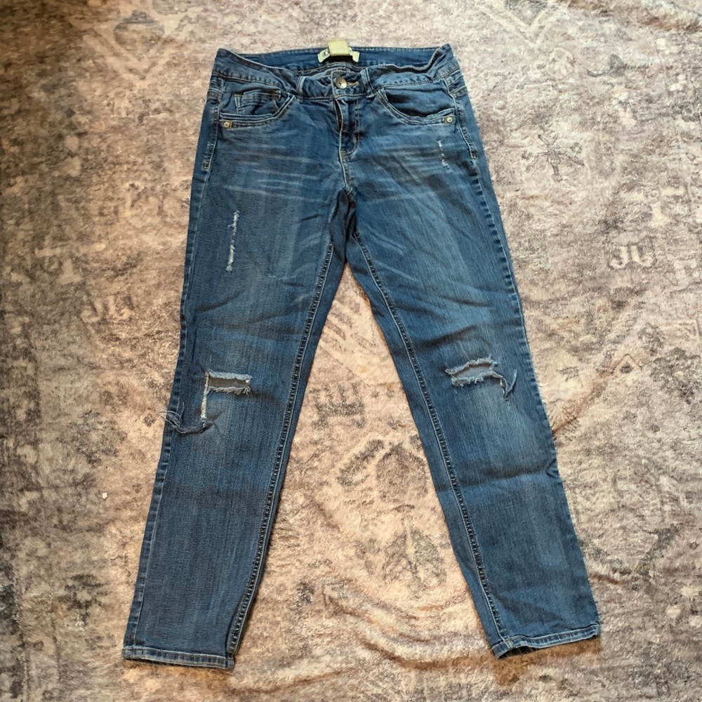 Democracy Dark Blue Distressed Skinny Jeans